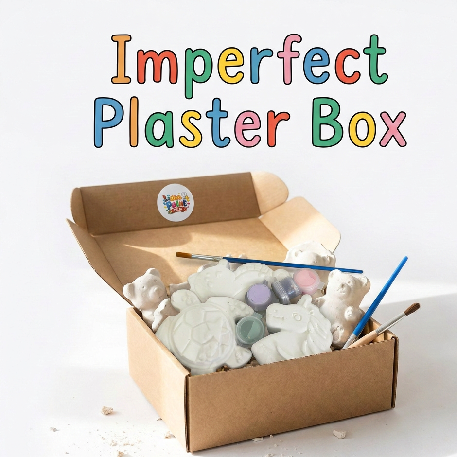 Imperfect Plaster Figures Craft Kit | 3-4 Handmade Figures, Paint Pots, Brush