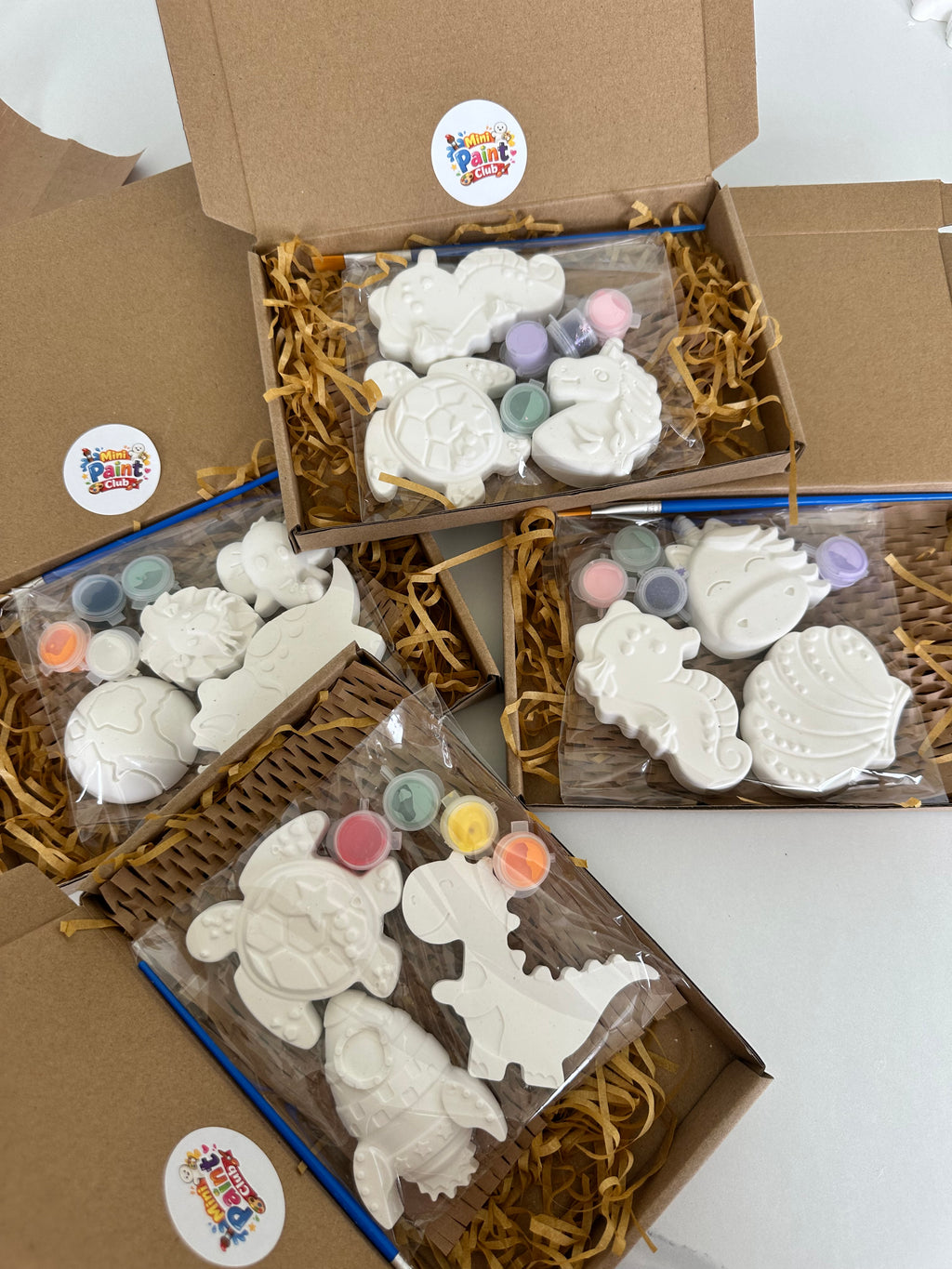 Imperfect Plaster Figures Craft Kit | 3-4 Handmade Figures, Paint Pots, Brush